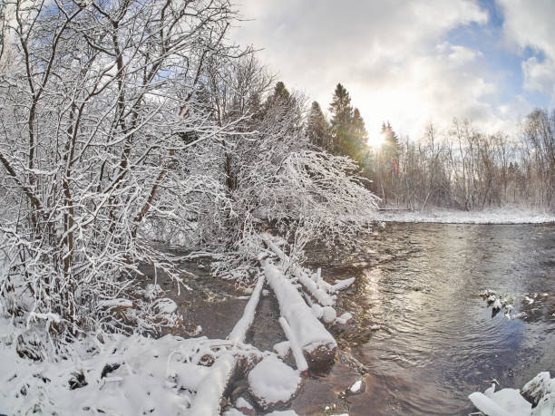 istock river in the winter. Russia 1184562376