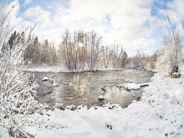 istock river in the winter. Russia 1184562464