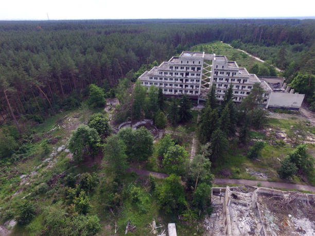 istock Ghost town in Eastern Europe (aerial drone image). 1184563404