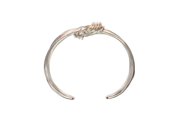 istock Silver bracelet isolated on white background 1184563751