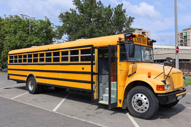 istock School bus in the parking lot 1184564742