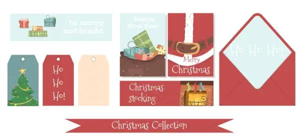 Vector illustration of Set of Christmas and New Year Banners and Tags