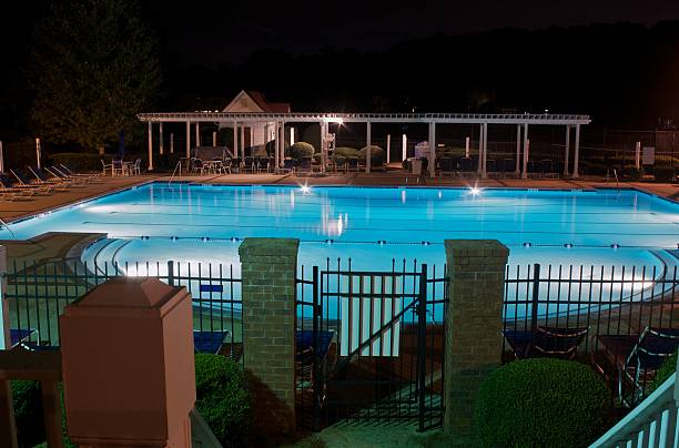 istock Gated pool closed for the night 118456893