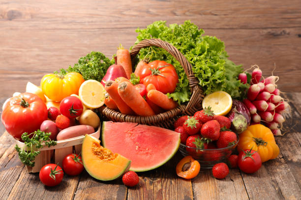istock fruit and vegetable assortment in wicker basket 1184570225