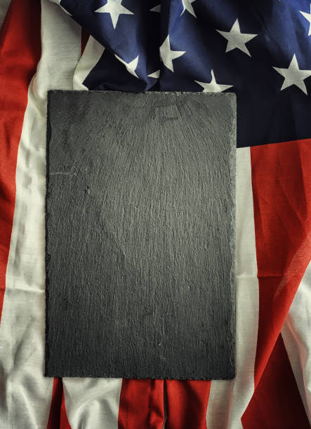 istock American flag on a black background. Space for text. 1184575416