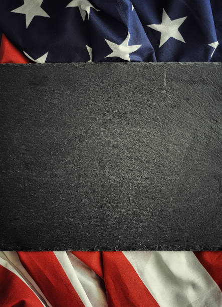 istock American flag on a black background. Space for text. 1184575463