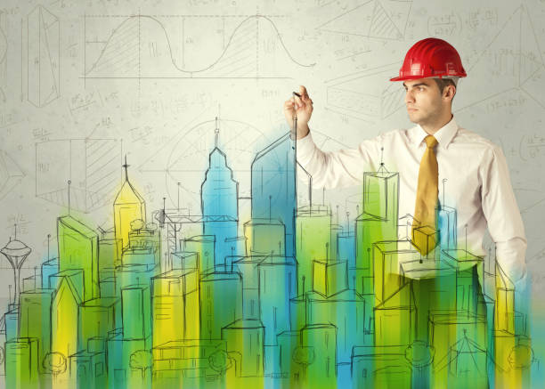 istock Business architect sketching a cityscape 1184578329