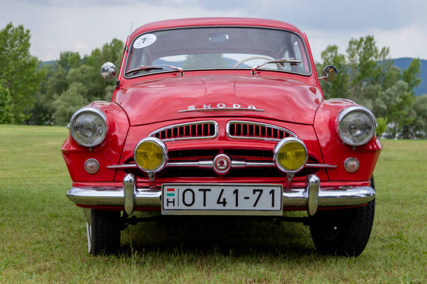 Hungary Szodliget Jun 22, 2019:Old vintage car Skoda Octavia sedan 1961 model on display in a mint.