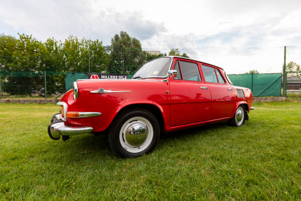 Hungary Szodliget Jun 22 2019:Old vintage Skoda 1000 MB sedan from the 60' - 70's on display in a mint condition.