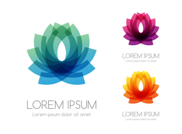 Abstract rainbow color logo. Colorful vector emblem. Abstract rainbow color logo of lotus. Colorful vector emblem. lotus flower stock illustrations