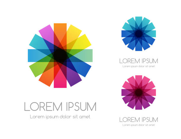 抽象的な虹色のロゴ。カラフルなベクターエンブレム。 - カラー点のイラスト素材／クリップアート素材／マンガ素材／アイコン素材