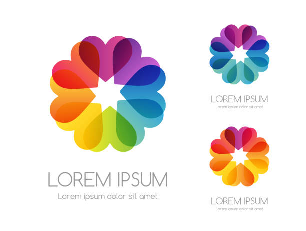Abstract rainbow color logo. Colorful vector emblem. Abstract rainbow color logo of ring from hearts. Colorful vector emblem. rainbow circle icon stock illustrations