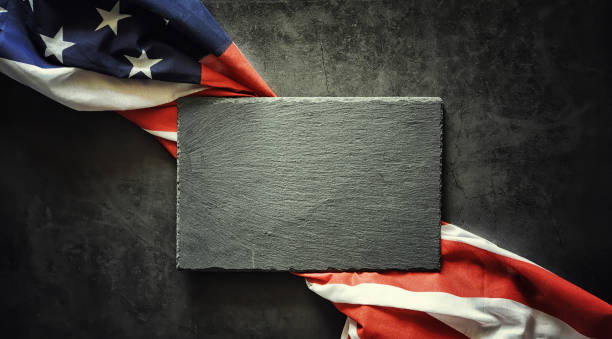istock American flag on a black background. Space for text. 1184582122