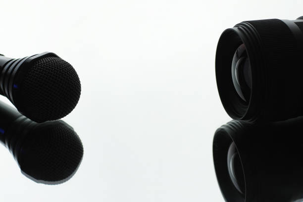 istock The microphone is on the table. Journalism concept. 1184583433