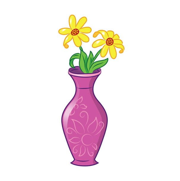 Yellow Daisies In Ceramic Stock Illustration - Download Image Now - Daisy, Vase, - iStock