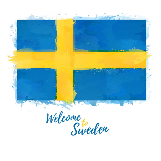 Welcome to Sweden banner. National flag Kingdom of Sweden in watercolor style. Swedish symbol and print design. Vector illustration Welcome to Sweden banner. National flag Kingdom of Sweden in watercolor style. Swedish symbol and print design. Vector illustration. swedish flag stock illustrations