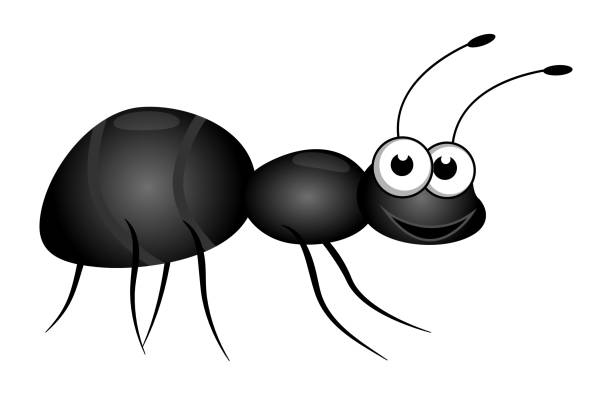 przyjacielska urocza kreskówka mała mrówka odizolowana na białym tle. płaski styl. ilustracja wektorowa. - ant comedian stock illustrations