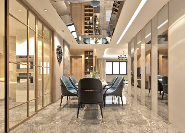 istock Part of interior dining room 3D rendering 1184593523