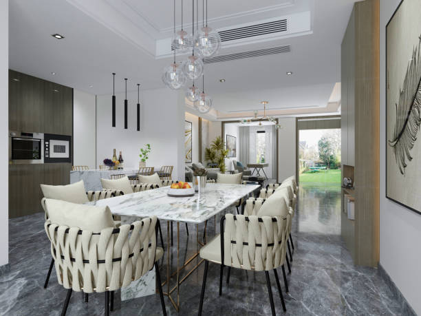 istock 3d render of dining room interior. 1184593578