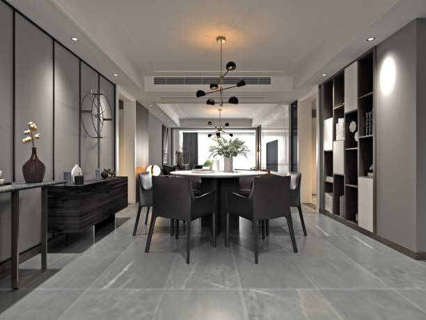 istock 3d render of dining room interior. 1184593592