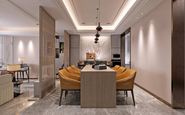 istock Part of interior dining room 3D rendering 1184593786