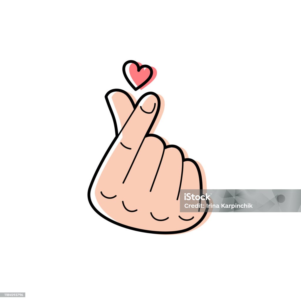 Signe Coréen De Coeur Symbole Damour De Doigt Je Taime Geste De La Main Vecteurs Libres De