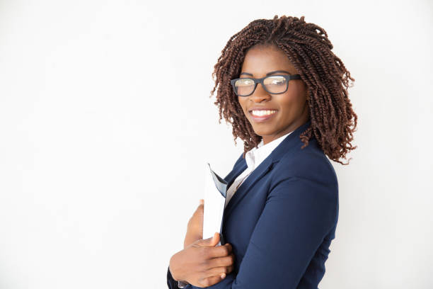istock Happy positive professional holding financial reports 1184595523