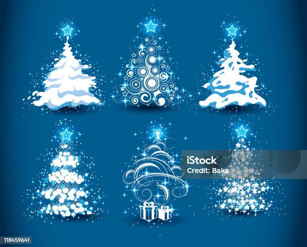 Christmas Trees Stock Illustration - Download Image Now - Backgrounds, Blue, Celebration