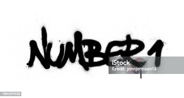Graffiti Number 1 Text Sprayed In Black Over White Stock Illustration