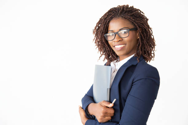 istock Happy confident legal expert in glasses holding documents 1184598793