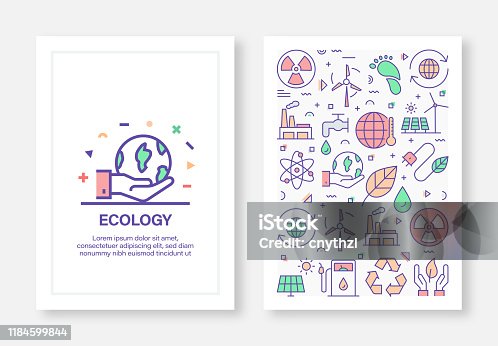 istock Vector Illustrations with Ecology Related Icons for Brochure, Flyer, Cover Book, Annual Report Cover Layout Design Template 1184599844