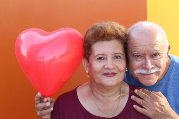istock Hispanic senior couple during valentines day 1184602078