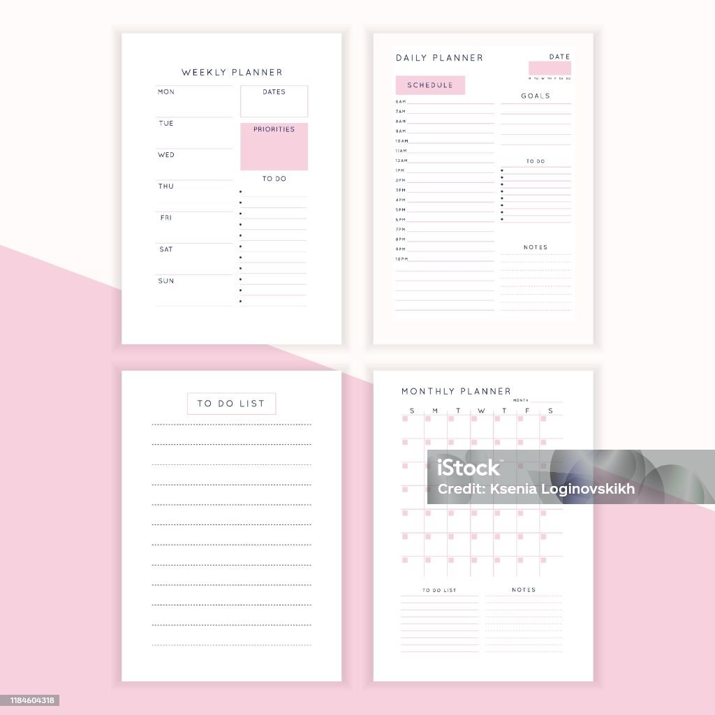 Planner Document Planner Sheet Vector Stock Illustration - Download Image Now - Abstract ...
