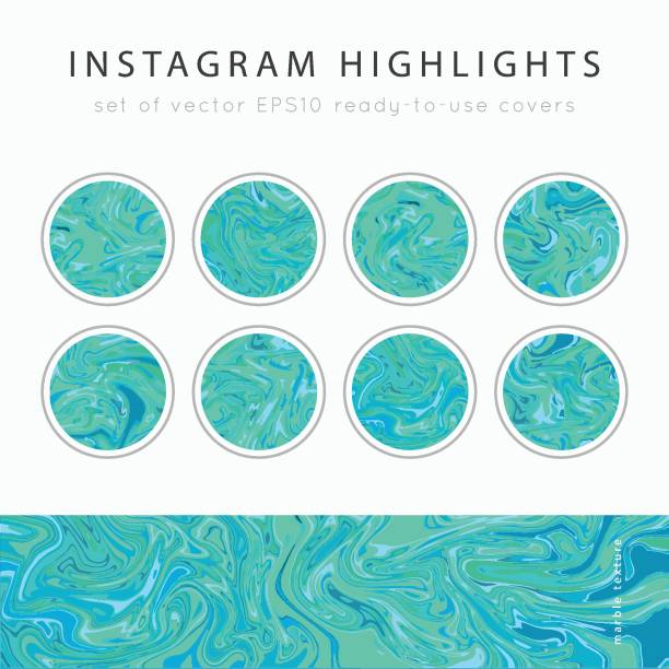 Instagram Highlight covers vector Instagram Highlight covers background templates.Set of marble textures.Use as a backdrop for icons or your design.Vector illustration. Social media mockup.Colors green, blue, ocean cheap duvets stock illustrations