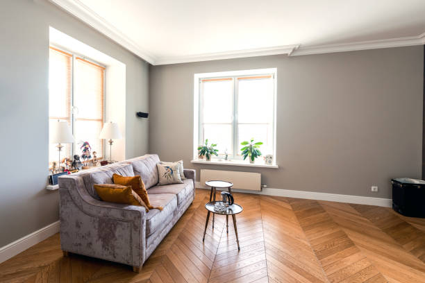 Living room modern classic style interior, studio apartment design
