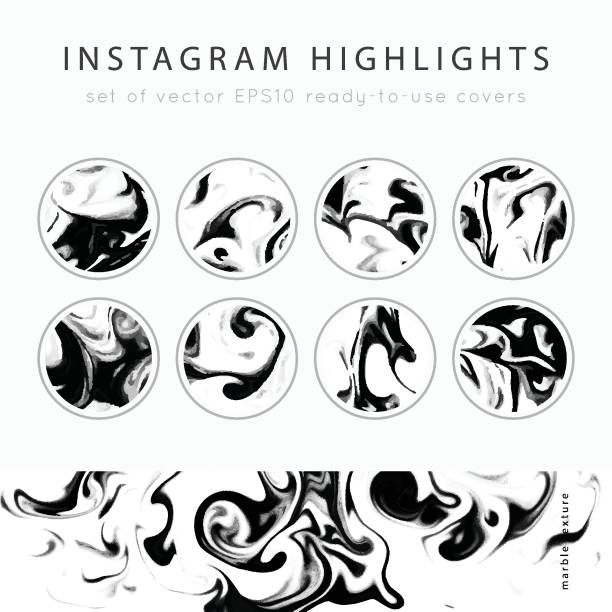 ilustraciones, imágenes clip art, dibujos animados e iconos de stock de instagram highlight cubre vector - marbled effect decor granite backgrounds
