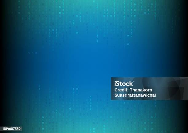 Binary Code Blue Background With Digits On Screen Stock Illustration ...