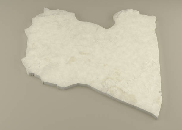 Extruded Marble 3D Map of Libya on light background stock photo