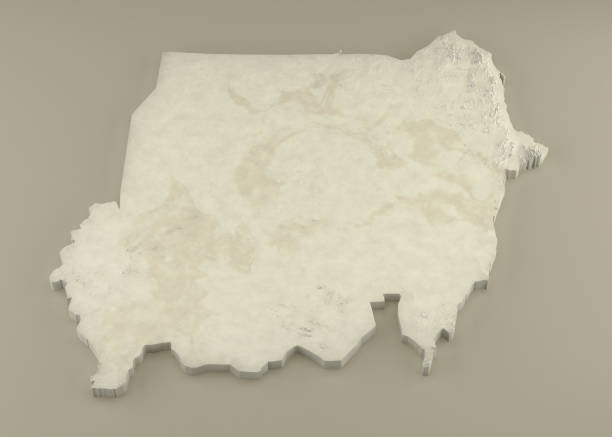 Extruded Marble 3D Map of Sudan on light background stock photo