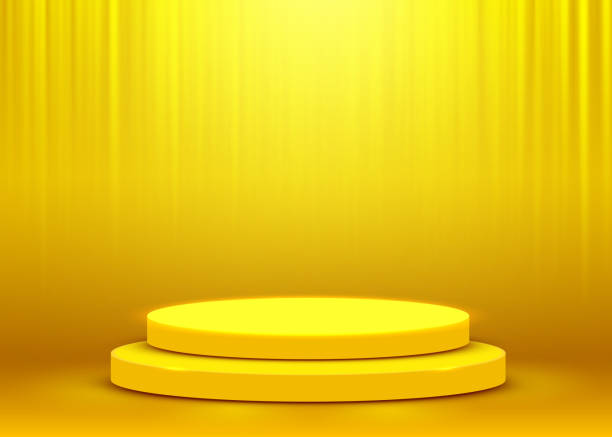 istock Stage Podium Scene for Award Ceremony illuminated with spotlight. Award ceremony concept. Stage backdrop. 1184609644