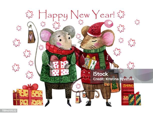 Ilustración de Tarjeta De Navidad Acuarela Con Un Par De Ratones Lgbt Enamorados y más Vectores Libres de Derechos de 2020 - iStock Ilustración de Tarjeta De Navidad Acuarela Con Un Par De Ratones Lgbt Enamorados y más Vectores Libres de Derechos de 2020 - iStock
