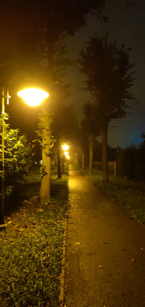 istock Small train station during a rainy evening. 1184610615