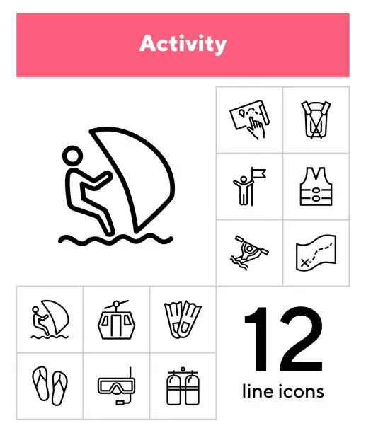 Vector illustration of Activity line icon set
