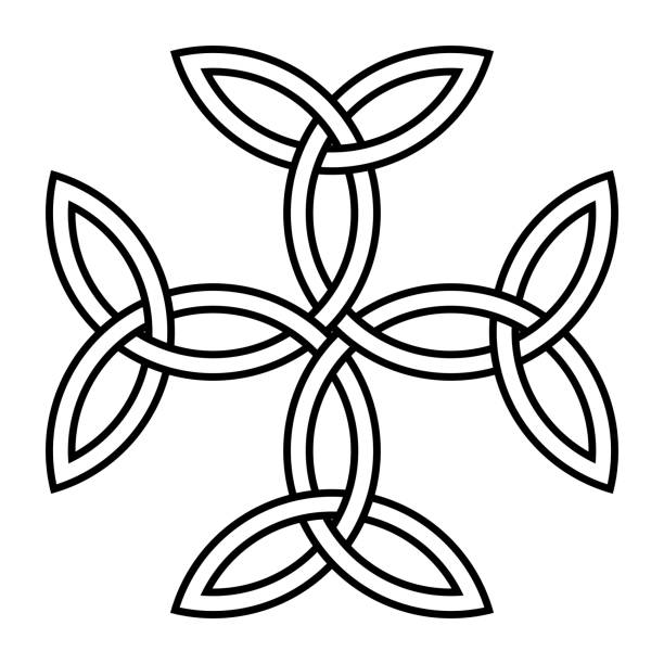 ilustrações de stock, clip art, desenhos animados e ícones de carolingian cross with interlaced triquetras - celtic cross celtic culture triquetra cross shape