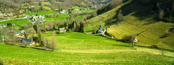 istock Small settlement in green valley 1184617512