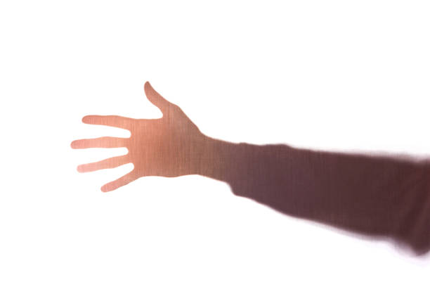 The hand of a young man with his fingers apart, the five - silhouette, concept abstraction