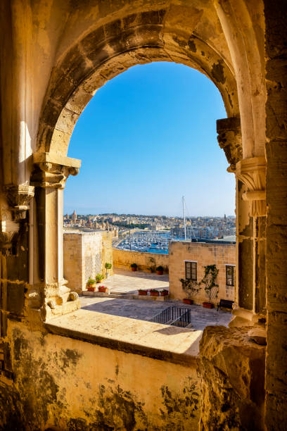 View from fort St. Angelo on Grand Harbour Marina in Birgu