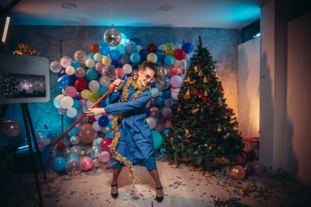 istock Dancing and cleaning after new year party 1184624761