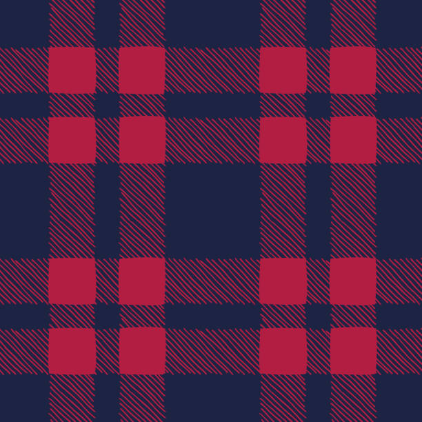 Classic Hand-Drawn Blue and Red Buffalo Plaid Checks Vector Seamless Pattern Classic Hand-Drawn Blue and Red Buffalo Plaid Checks Vector Seamless Pattern. Traditional Retro Textile Print Perfect for Fashion, Home decor, Stationery buffalo check stock illustrations