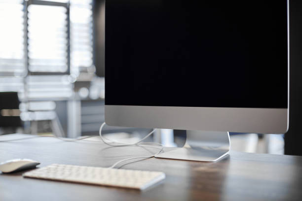 istock Modern workplace. Office work place for designer. Minimal desktop area for productive work. Dismissal concept. 1184628392